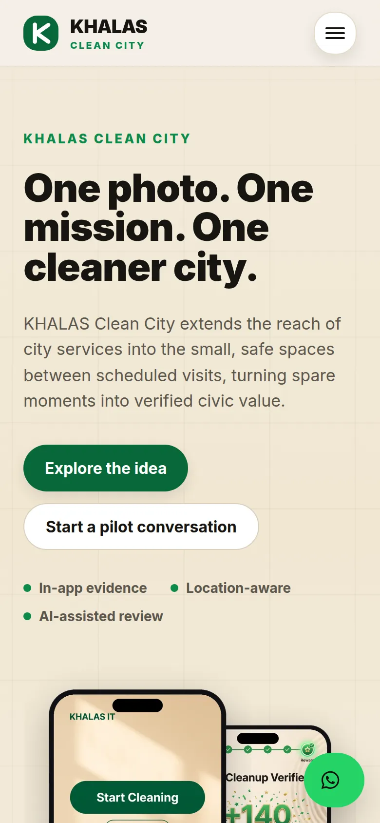 AppKhalas landing page on a phone.