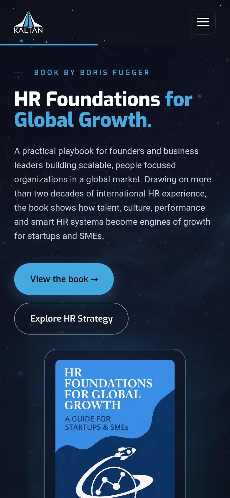 Kaltan Group homepage on a phone.