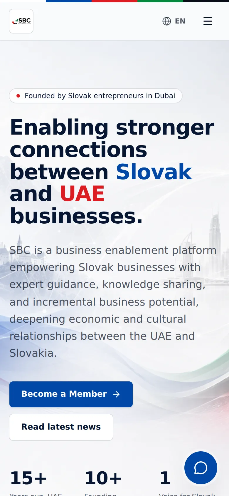 Slovak Business Council homepage on a phone.